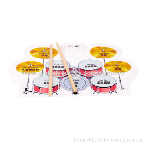 Wholesale cheap toys mini silicone roll up drum kit